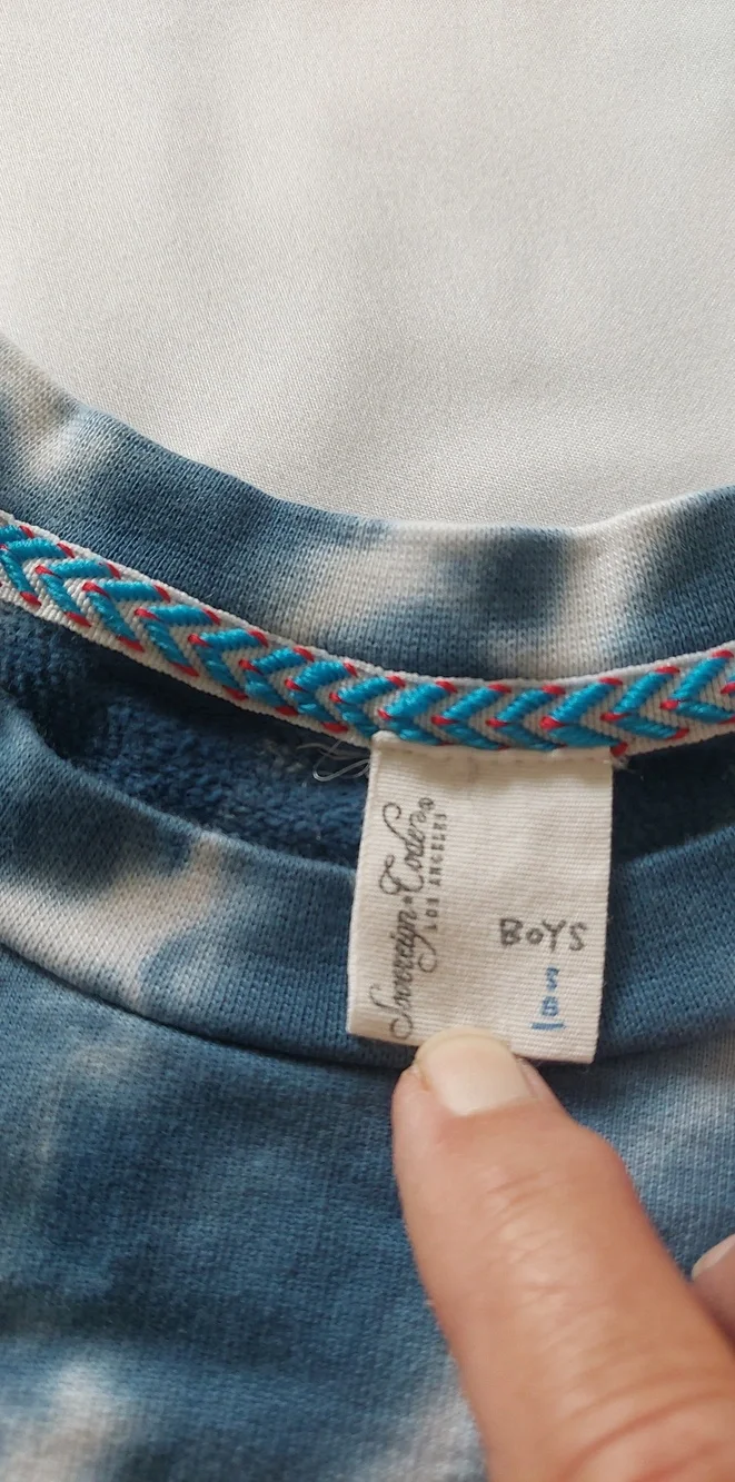 Tie-Dye Long Sleeve Kids Pullover Sweatshirt - Blue & Black